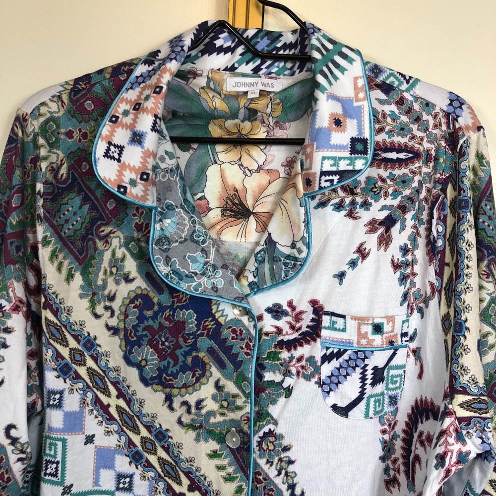 Johnny Was Multicolor Patterned Pajama Top - Picture 3 of 11